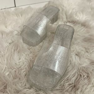 Barbie Clear Glitter Jelly Block Heels